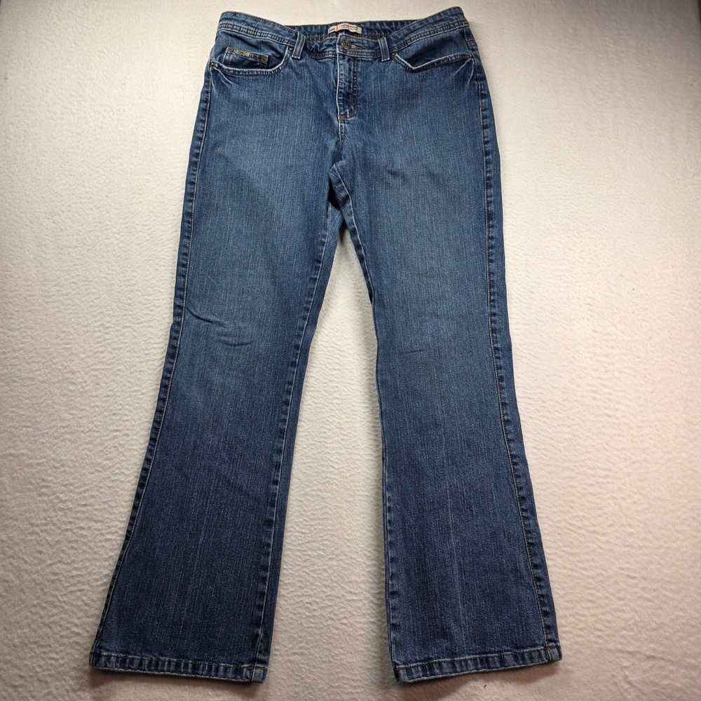 Lee Bootcut Jeans Womens 14M Blue Medium Wash Midrise Stretch Denim LMKH34064